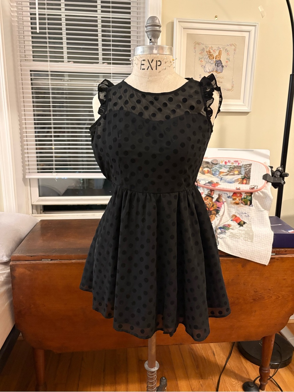 Girl's Black Polka Dot Chiffon Party Dress
